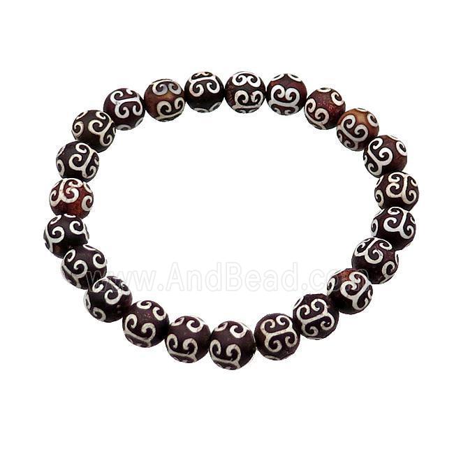 stretchy Tibetan Agate Bracelet round