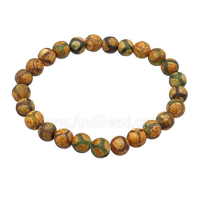 stretchy Tibetan Agate bracelets football round