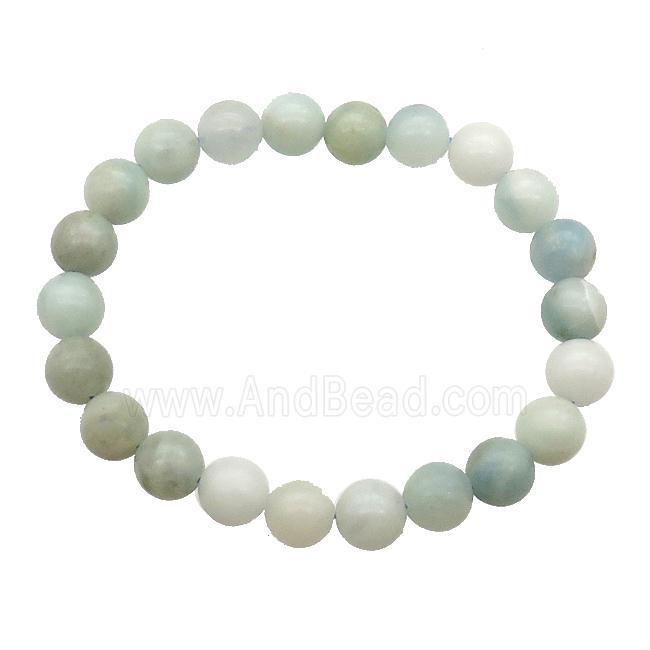 Chinese Aquamarine Bracelet Stretchy Round