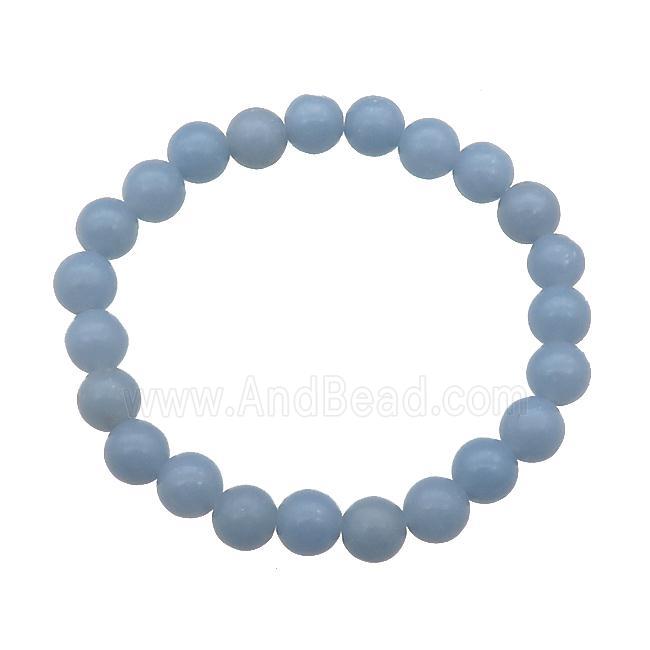 Blue Angelite Bracelet Stretchy Round