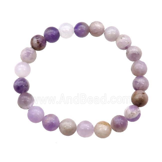 Purple Chalcedony Bracelet Stretchy Round