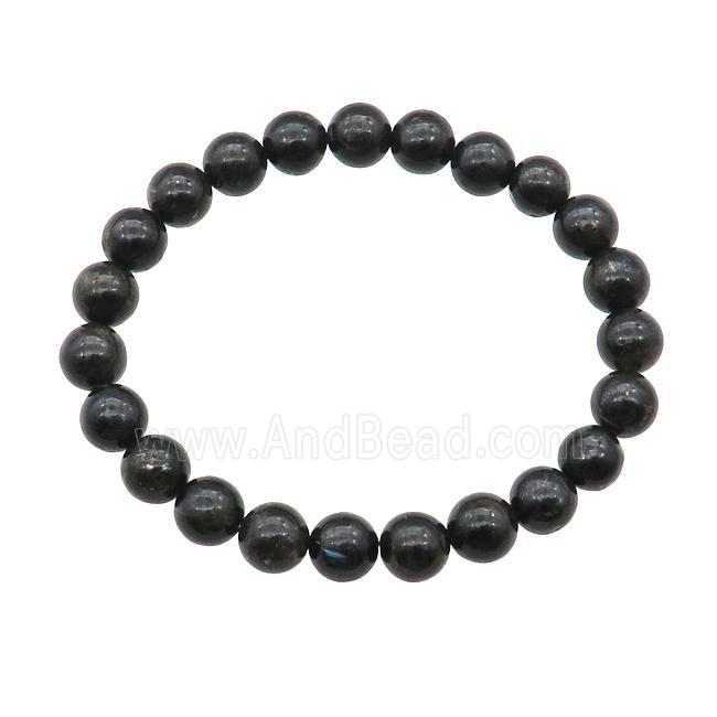 Black Hornblende Bracelet Stretchy Round