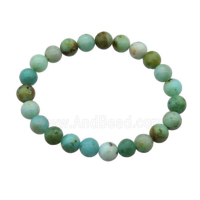 Green Mongolian Turquoise Bracelet Stretchy Round