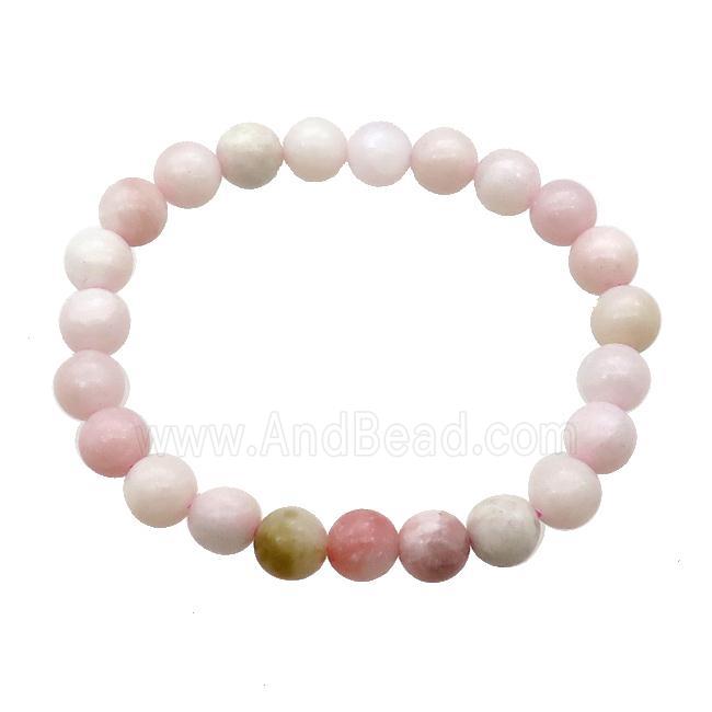 Chinese Pink Opal Bracelet Stretchy Round