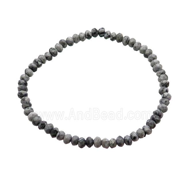 Gray Map Jasper Bracelet Stretchy
