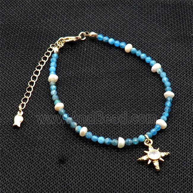 Blue Apatite Bracelet With Pearl