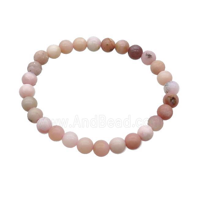 Pink Opal Bracelet Stretchy Round