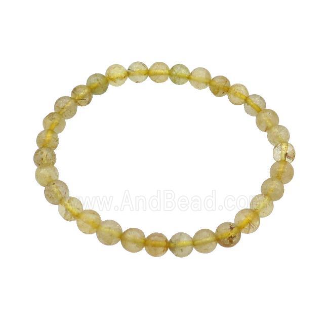 Gold Rutilated Quartz Bracelet Stretchy Round