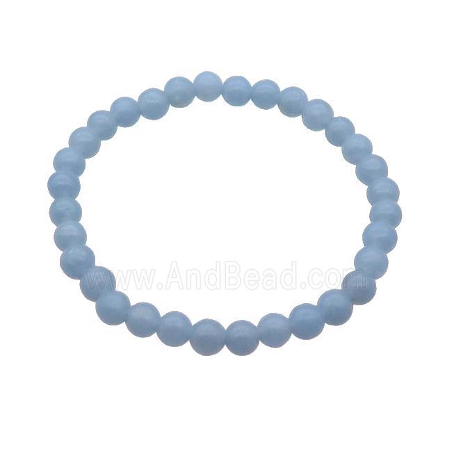 Blue Angelite Bracelet Stretchy Round
