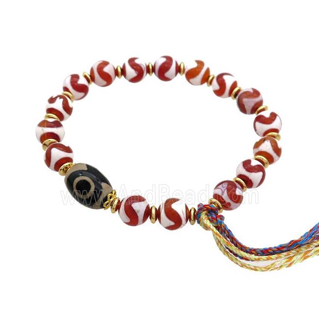 Tibetan Agate Bracelets With Tassel Stretchy