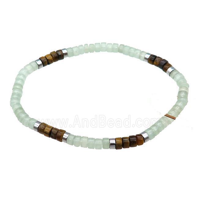 Green Aventurine Bracelet Tiger Eye Stone Stretchy