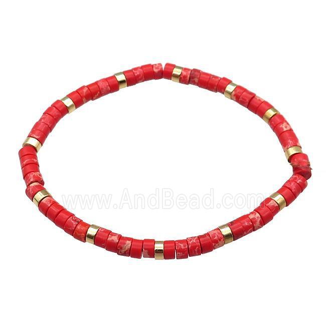 Red Imperial Jasper Bracelet Stretchy