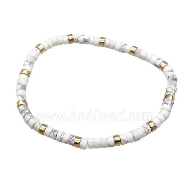 White Howlite Bracelet Stretchy
