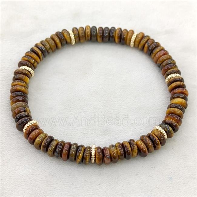 Natural Tiger Eye Stone Heishi Bracelet Stretchy