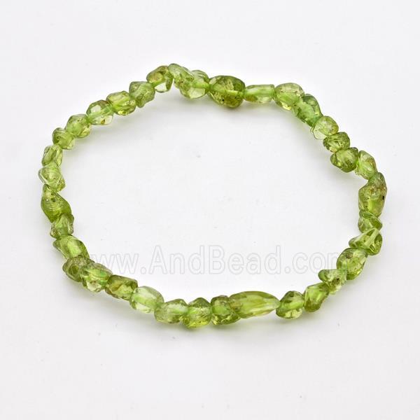 Natural Peridot Bracelet Freeform Stretchy