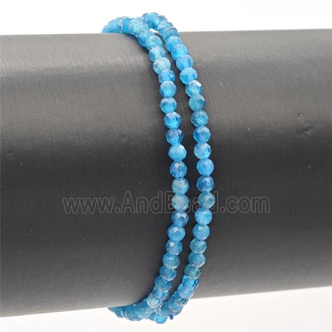 Natural Blue Apatite Bracelet Faceted Round Stretchy