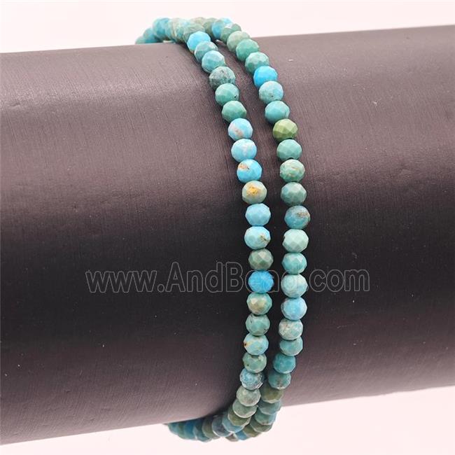 Natural Chinese Turquoise Bracelet Faceted Round Stretchy