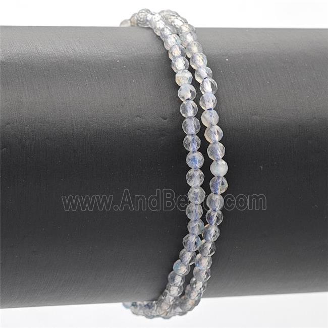 Natural Labradorite Bracelet Faceted Round Stretchy