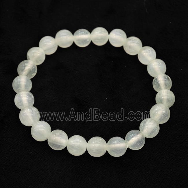 White Selenite Bracelet Stretchy Round