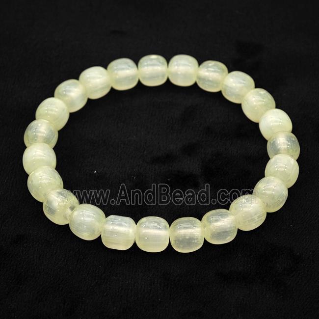 Lt.yellow Selenite Bracelet Stretchy Barrel