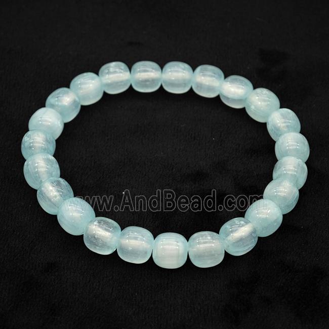 Blue Selenite Bracelet Stretchy Barrel