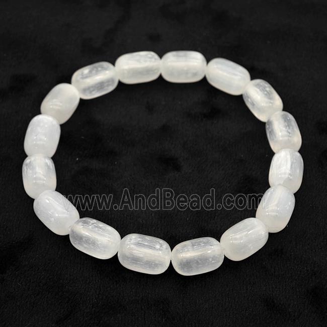 White Selenite Bracelet Stretchy Barrel