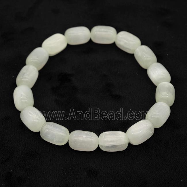 Whitegray Selenite Bracelet Stretchy Barrel
