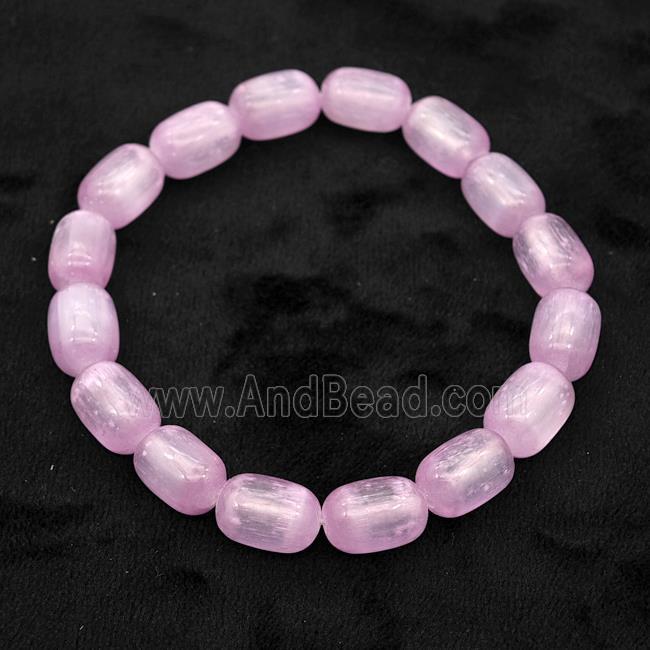 Pink Selenite Bracelet Stretchy Barrel