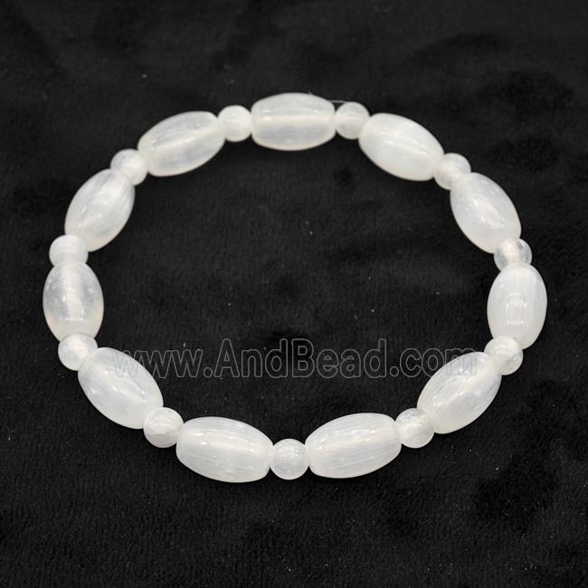 White Selenite Bracelet Stretchy Rice