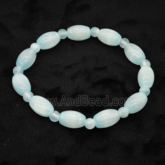 Blue Selenite Bracelet Stretchy Rice