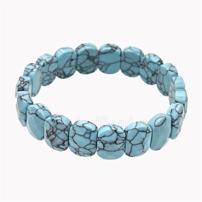 Teal Dye Howlite Turquoise Bracelet Stretchy