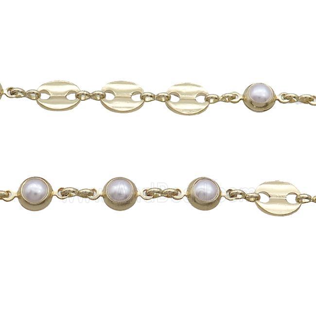 Copper Chain With Pearlized Plastic Gold Plated