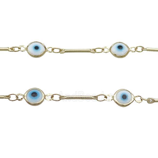 Copper Chain Evil Eye Lampwork Gold Plated