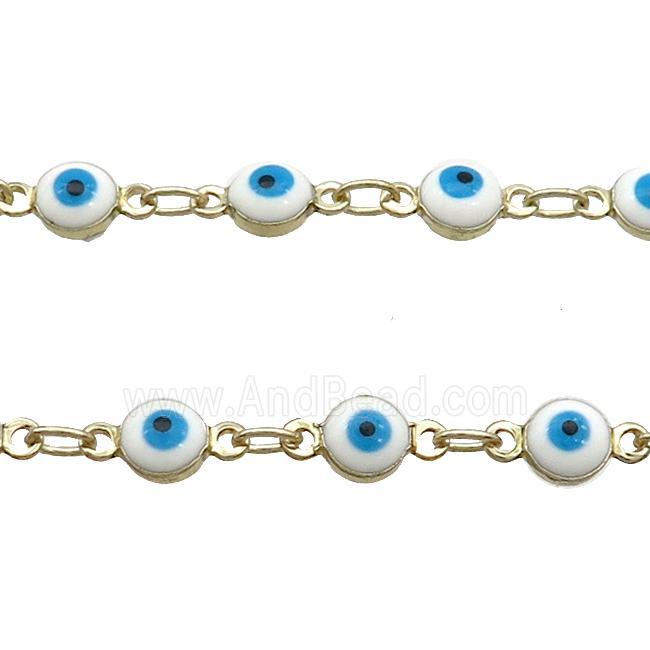 Copper Chain Evil Eye Lampwork Gold Plated