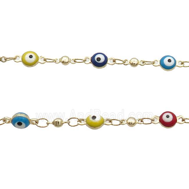 Copper Chain Multicolor Enamel Evil Eye Gold Plated