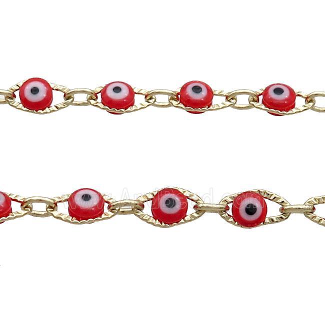 Copper Chain Red Evil Eye Lampwork Gold Plated