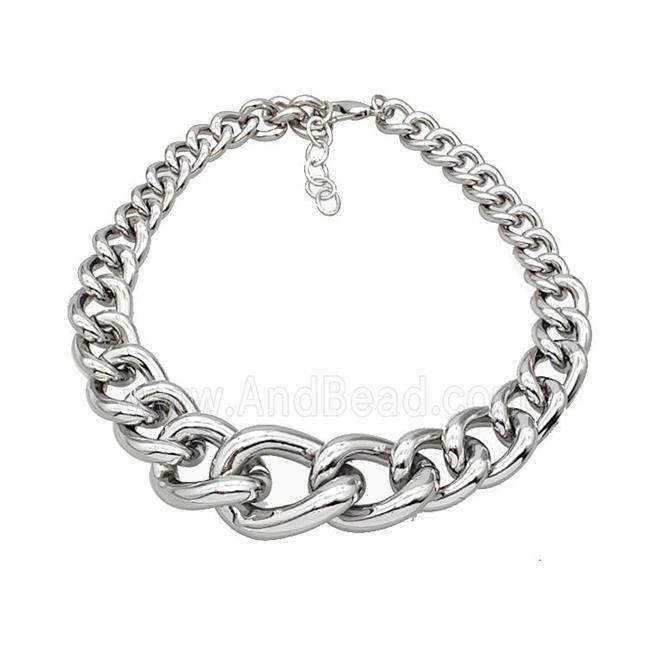 Aluminum Chain Necklace Platinum Plated
