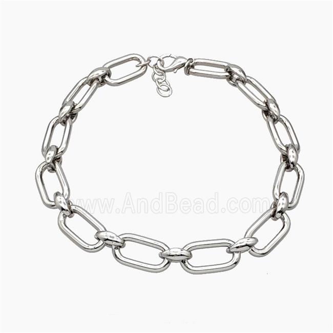 Aluminum Chain Necklace Platinum Plated