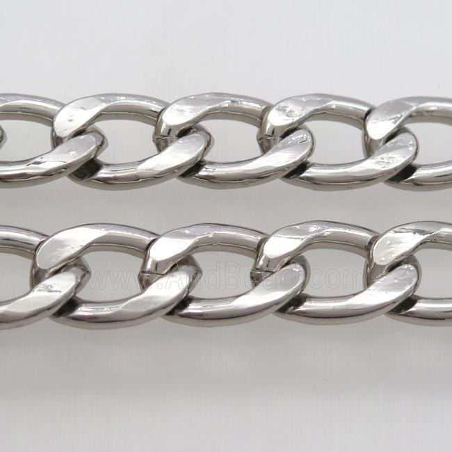 Aluminum curb chain, platinum plated
