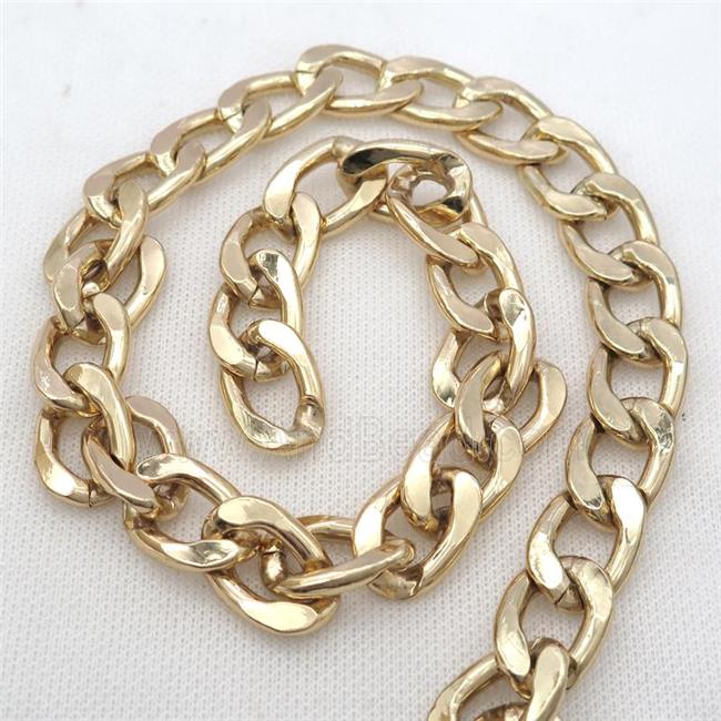 Aluminum curb chain, gold plated