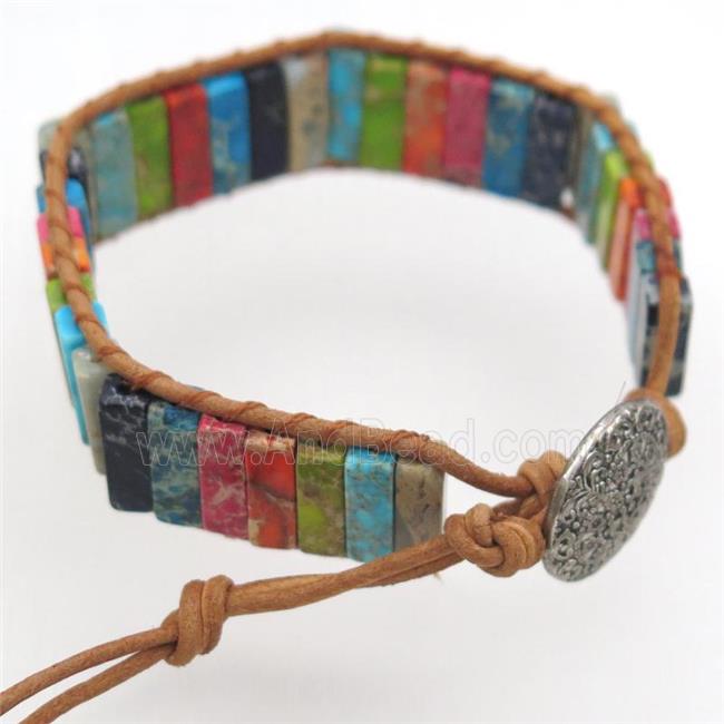 Imperial Jasper bracelet, Adjustable, mixed color