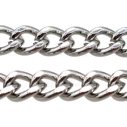 iron curb chain, platinum plated