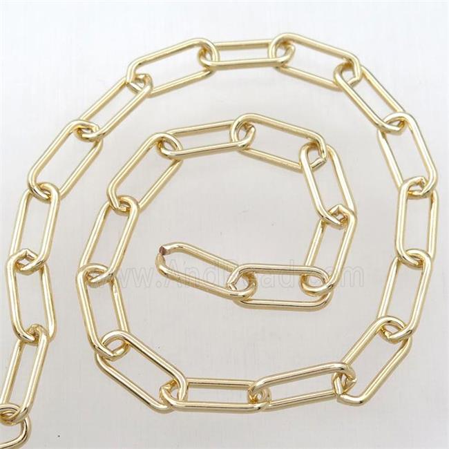 Brass paperclip chain, gold plated