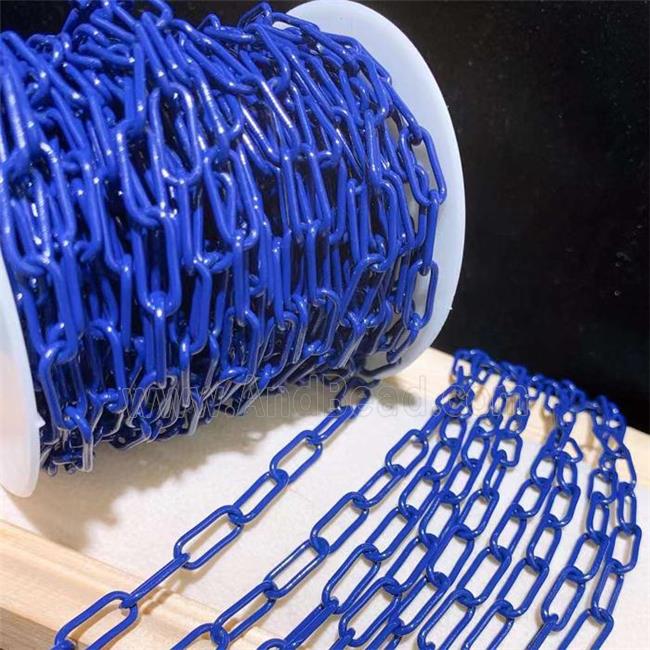 copper paperclip chain with blue fireLacquered
