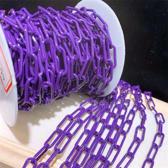 copper paperclip chain with purple fireLacquered