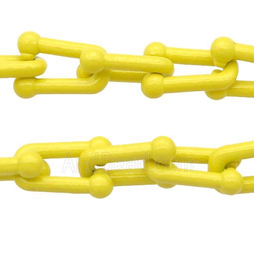 Alloy U-shape Chain with fire yellow lacquered