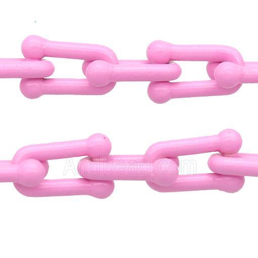 Alloy U-shape Chain with fire lt.pink lacquered
