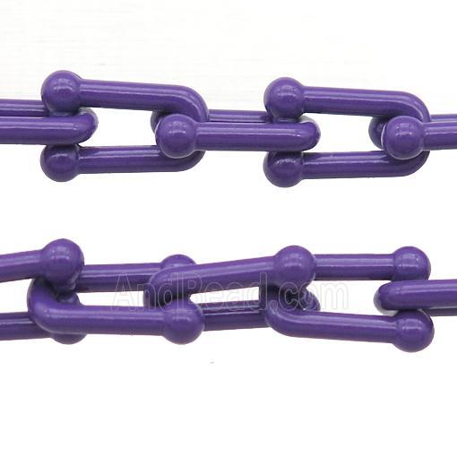 Alloy U-shape Chain with fire purple lacquered