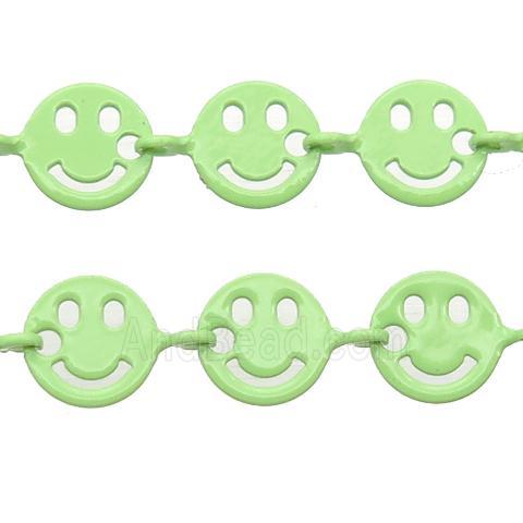 Copper Emoji smileface Chain with fire olive lacquered
