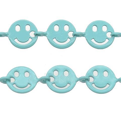 Copper Emoji smileface Chain with fire teal lacquered